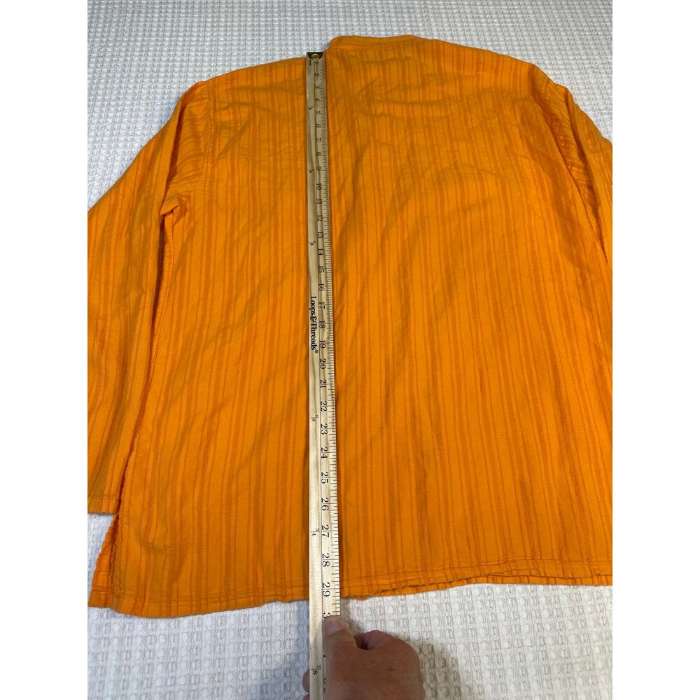 Orange Cotton Shirt Minimalist Boho Relaxed Fit Lightweight Summer Top L - Picture 5 of 7